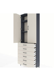 Arges Dolap 3 Raflı 6 Çekmeceli 2 Kapaklı 88x30x243 Antrasit-Aytaşı