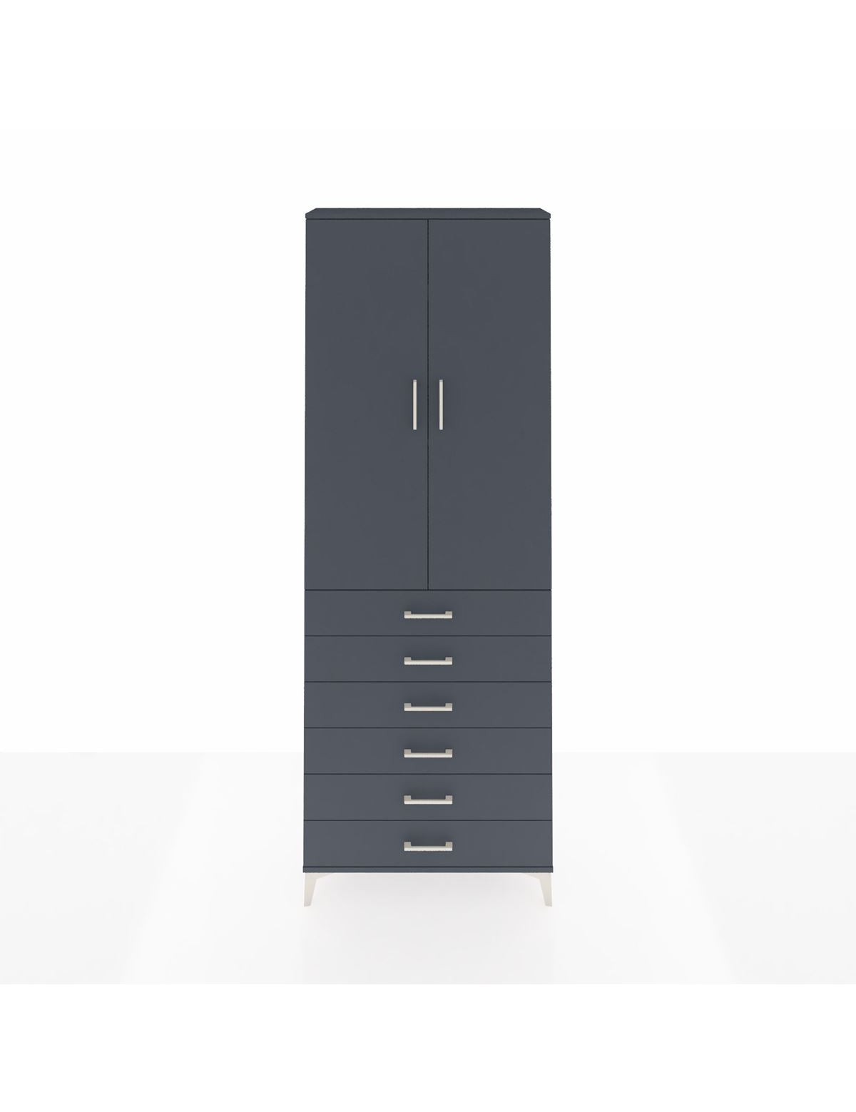 Arges Dolap 3 Raflı 6 Çekmeceli 2 Kapaklı 88x30x243 Antrasit-Antrasit