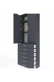 Arges Dolap 3 Raflı 6 Çekmeceli 2 Kapaklı 88x30x243 Antrasit-Antrasit