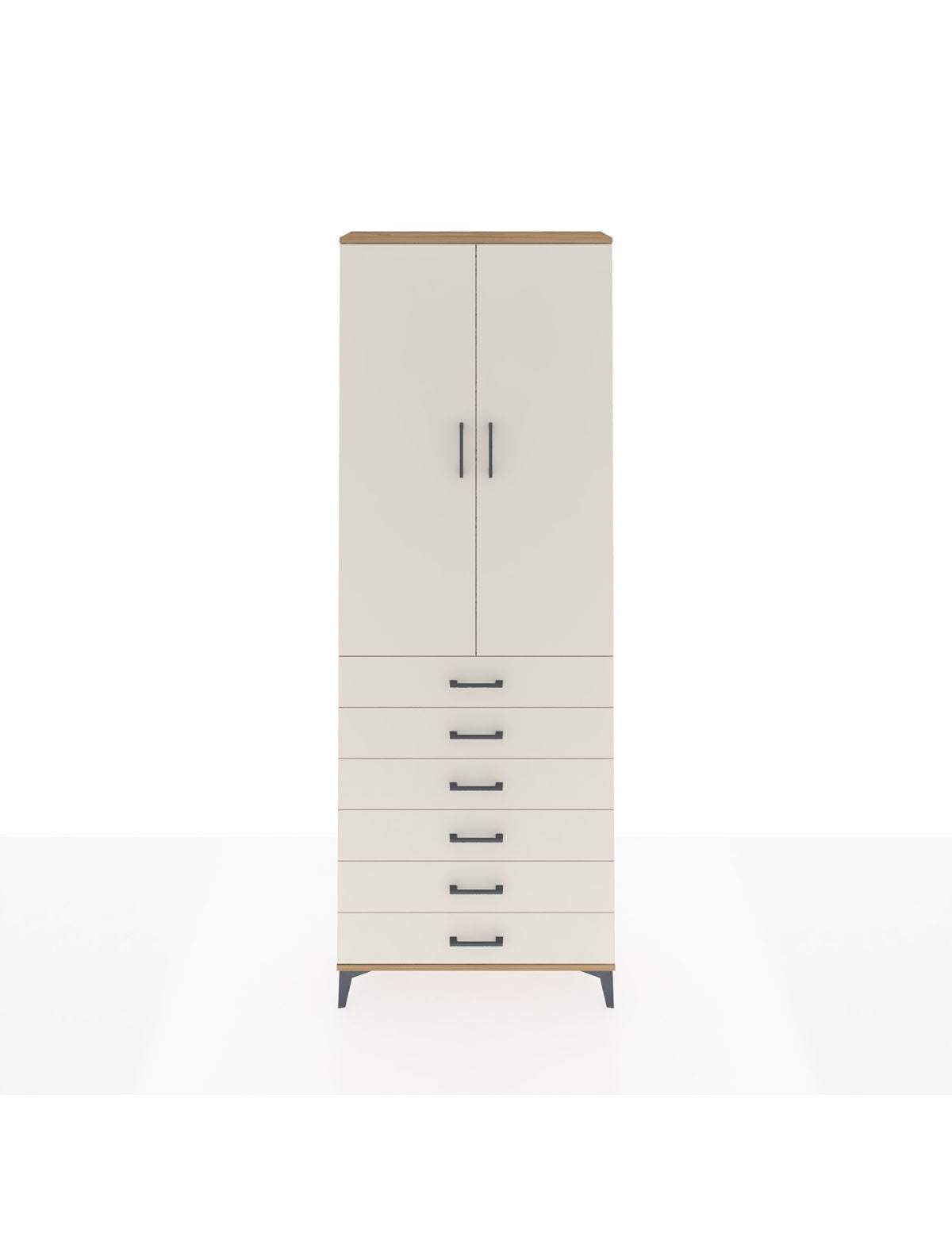 Arges Dolap 3 Raflı 6 Çekmeceli 2 Kapaklı 88x30x243 Çam-Aytaşı