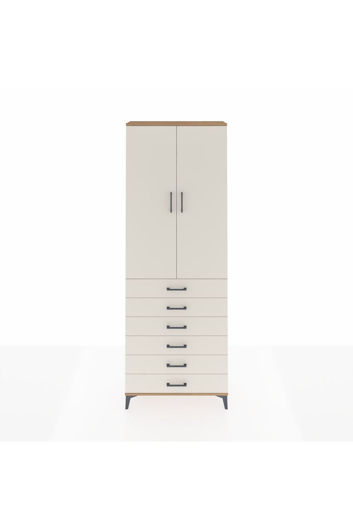 Arges Dolap 3 Raflı 6 Çekmeceli 2 Kapaklı 88x30x243 Çam-Aytaşı