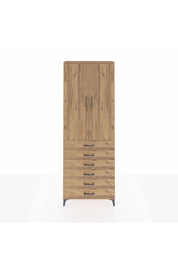 Arges Dolap 3 Raflı 6 Çekmeceli 2 Kapaklı 88x30x243 Çam-Çam