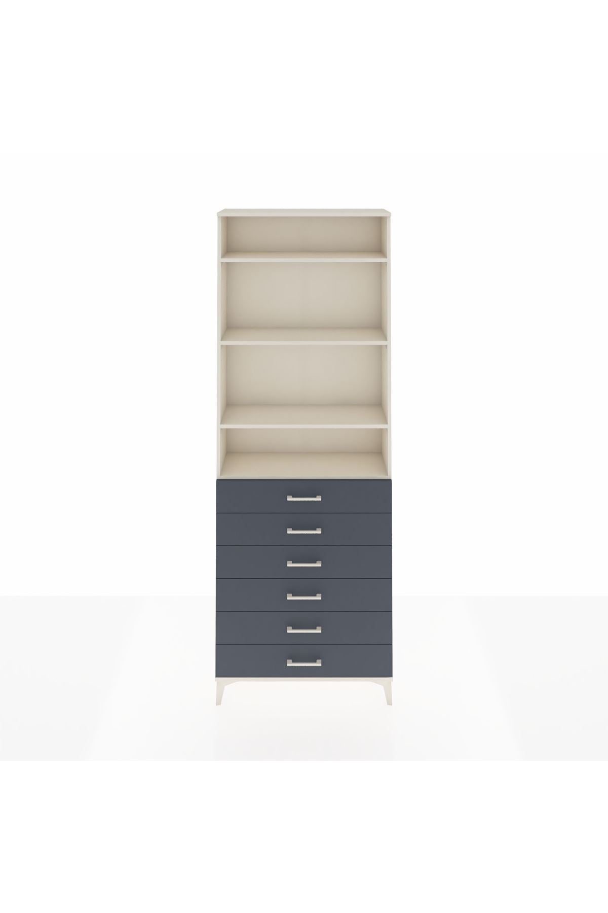 Arges Dolap 4 Raflı 6 Çekmeceli 88x30x243 Aytaşı-Antrasit