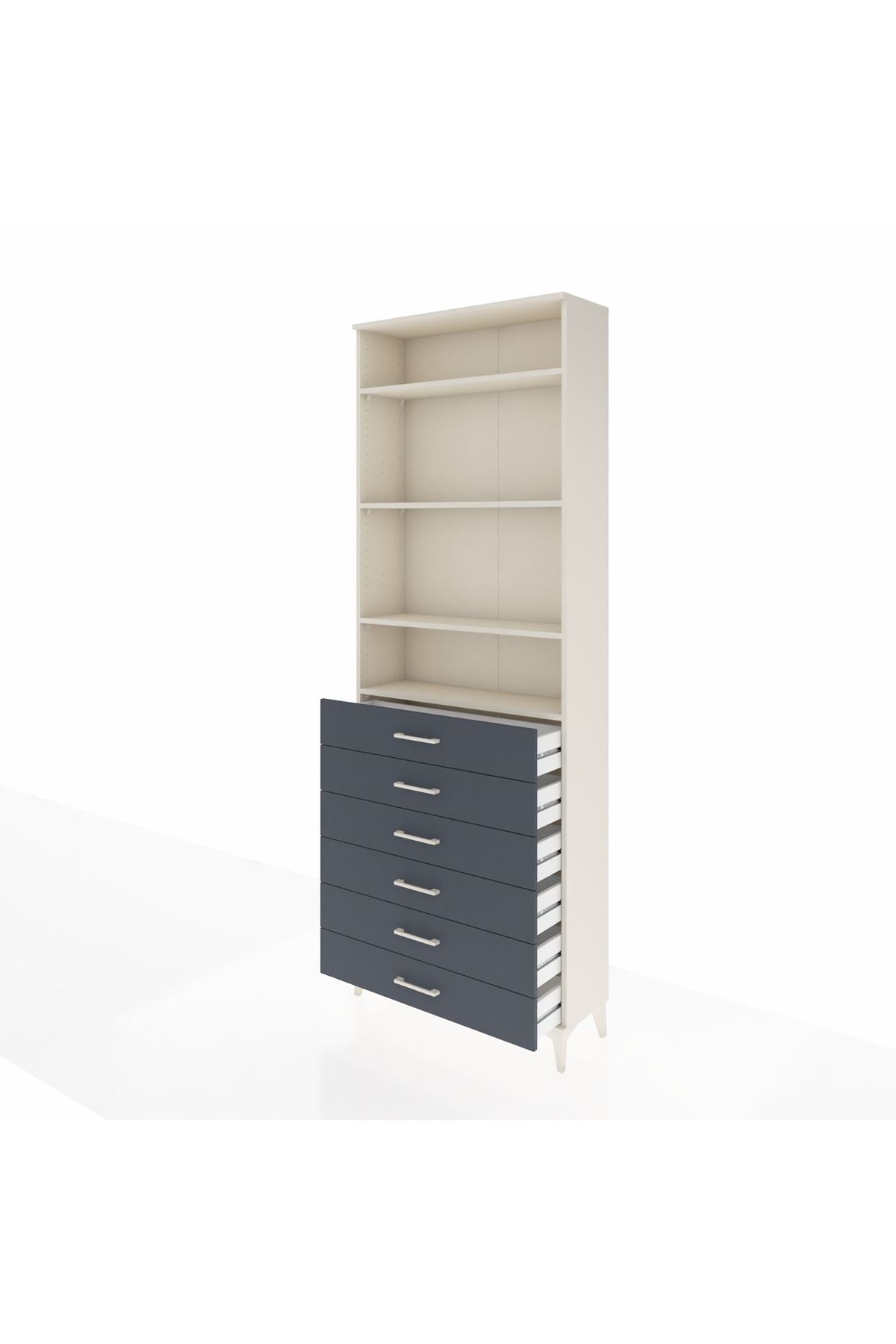 Arges Dolap 4 Raflı 6 Çekmeceli 88x30x243 Aytaşı-Antrasit