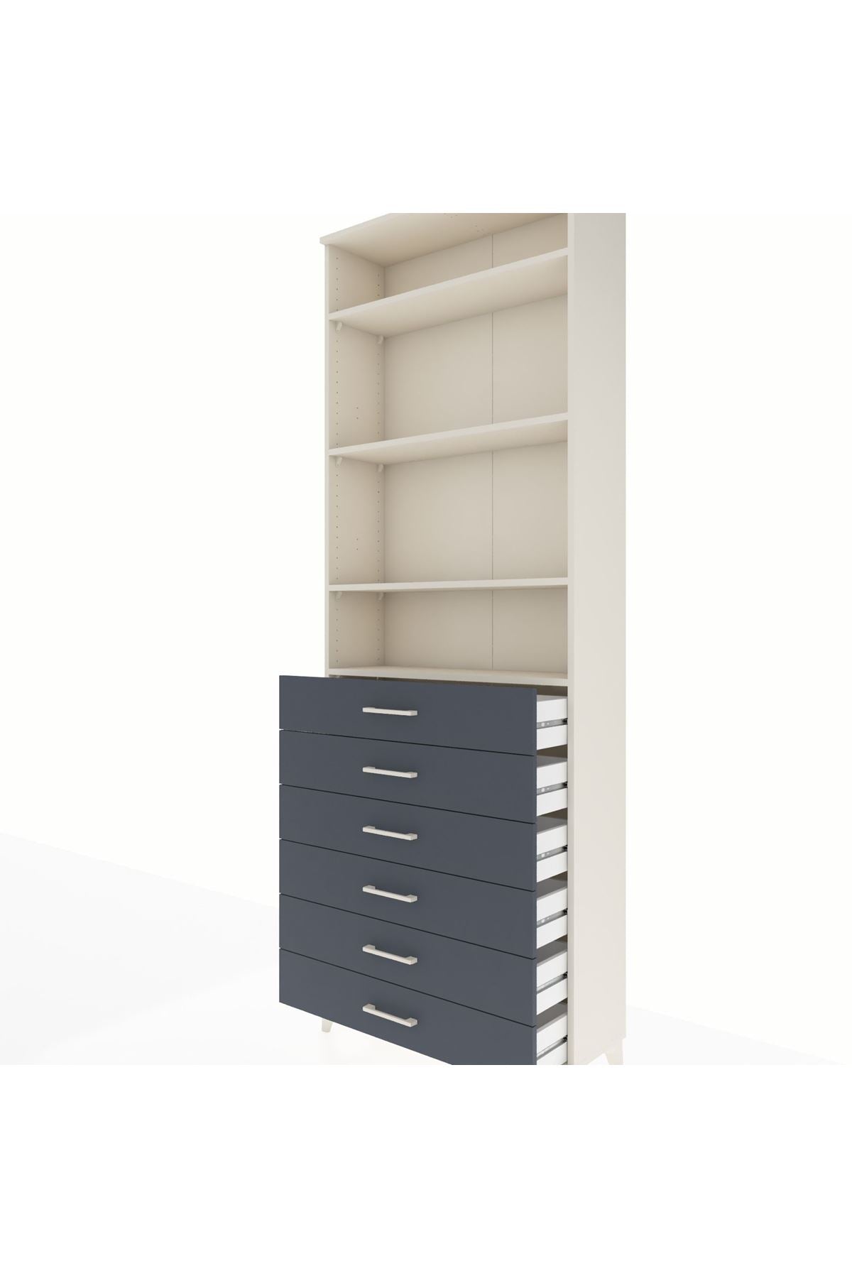 Arges Dolap 4 Raflı 6 Çekmeceli 88x30x243 Aytaşı-Antrasit