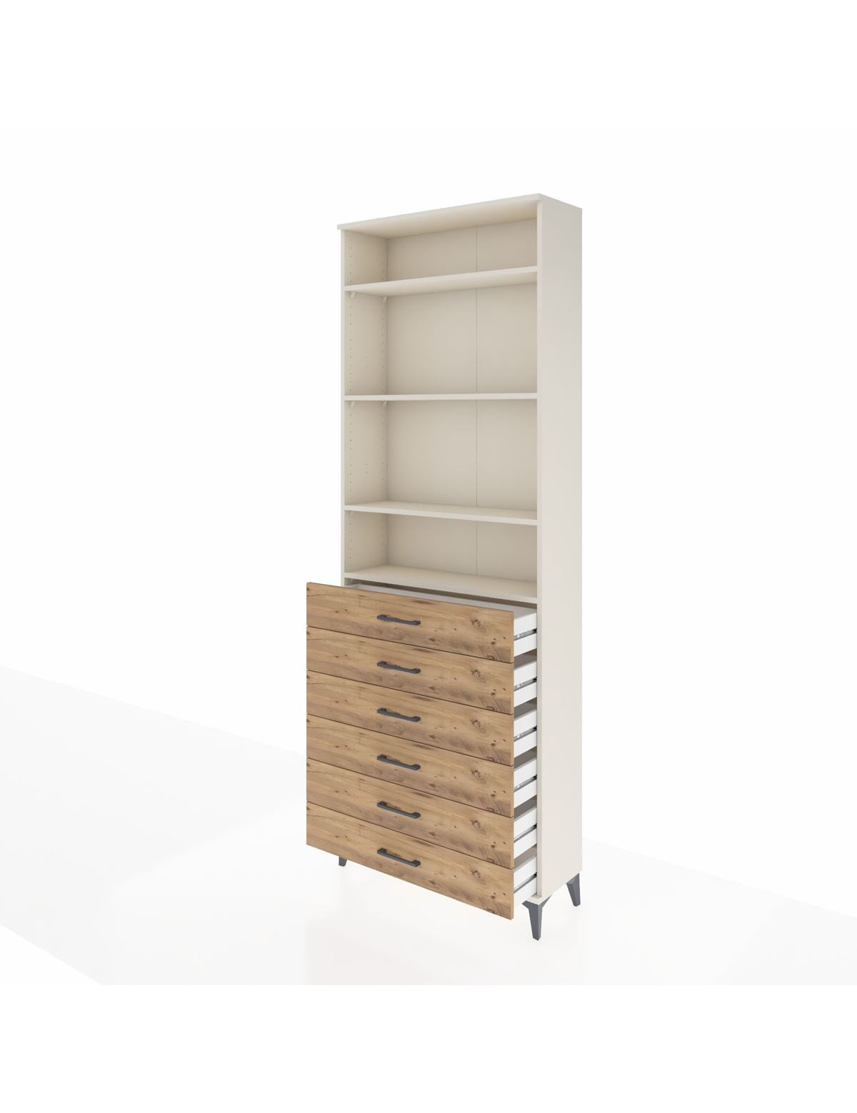Arges Dolap 4 Raflı 6 Çekmeceli 88x30x243 - S33M214V3A