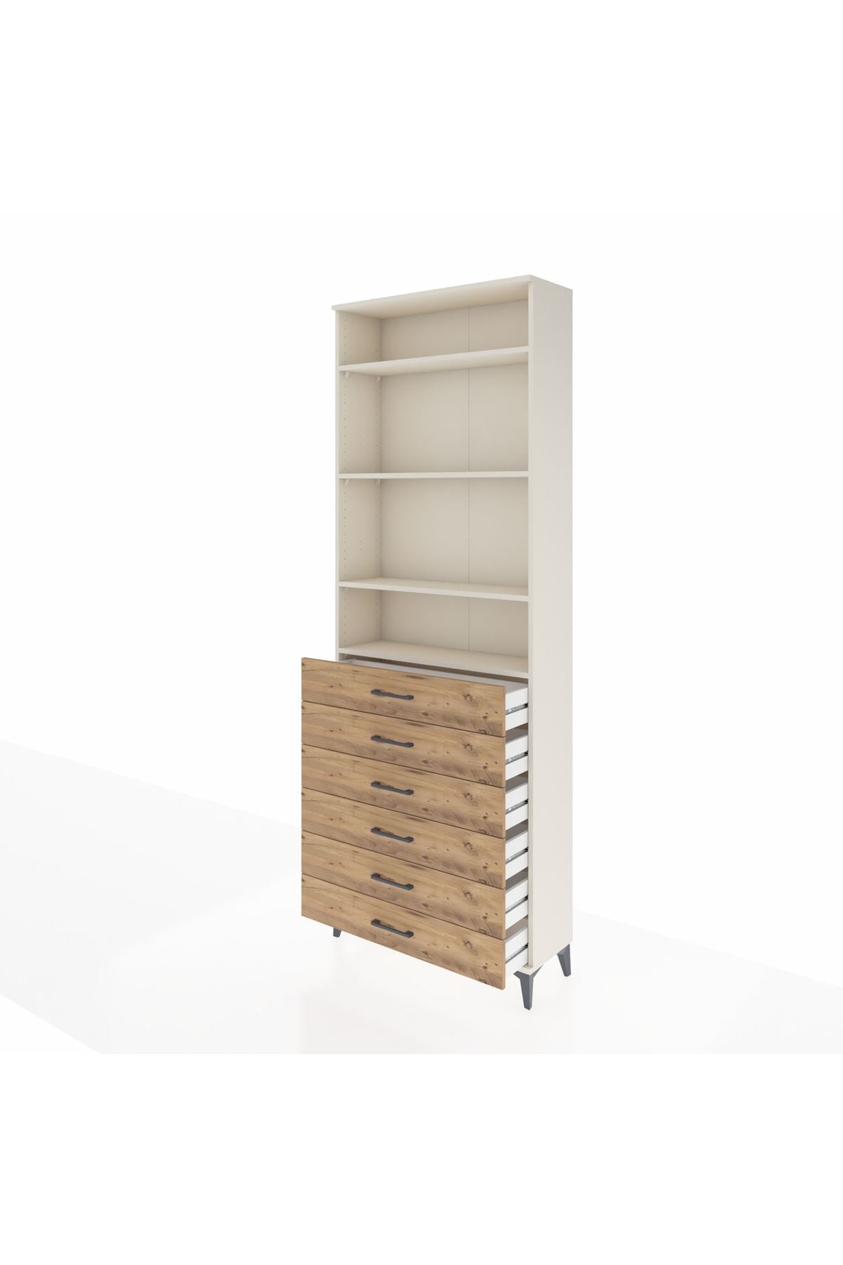 Arges Dolap 4 Raflı 6 Çekmeceli 88x30x243 Aytaşı-Çam