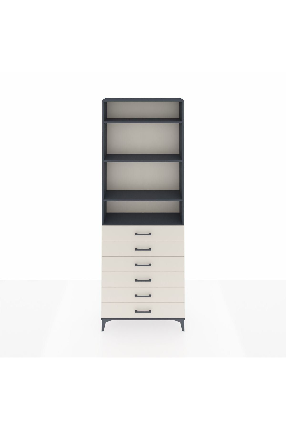 Arges Dolap 4 Raflı 6 Çekmeceli 88x30x243 Antrasit-Aytaşı