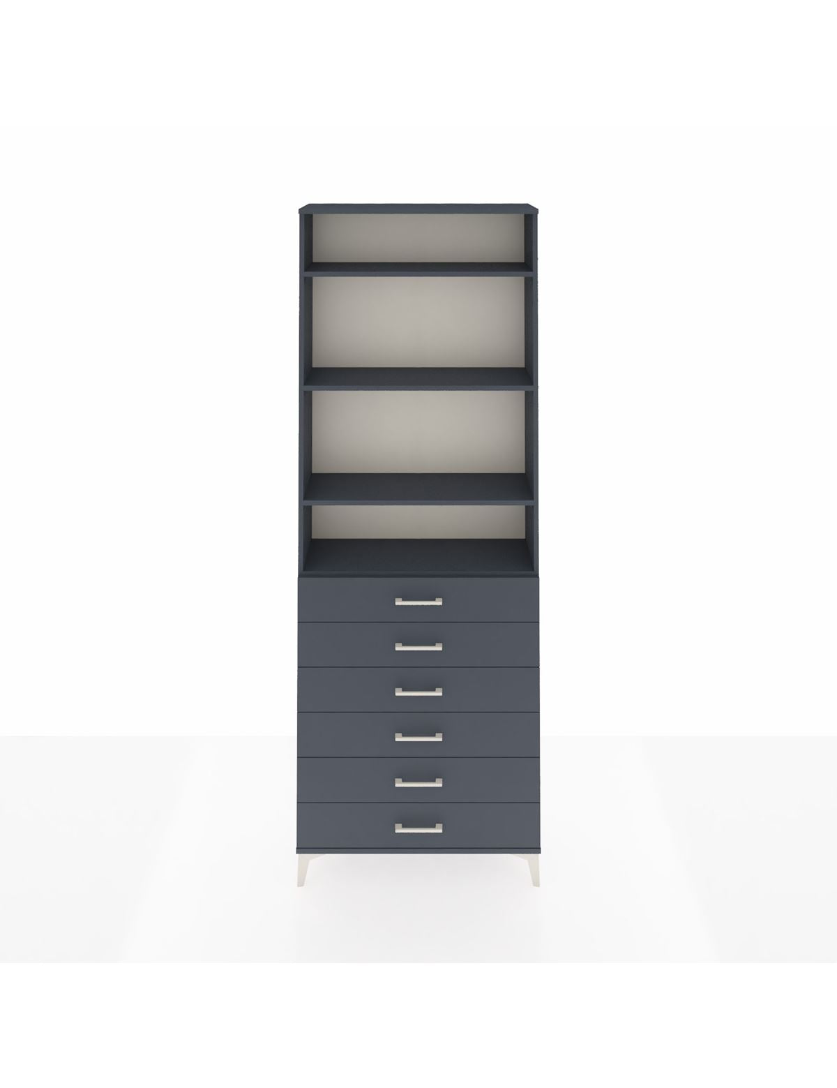 Arges Dolap 4 Raflı 6 Çekmeceli 88x30x243 Antrasit-Antrasit