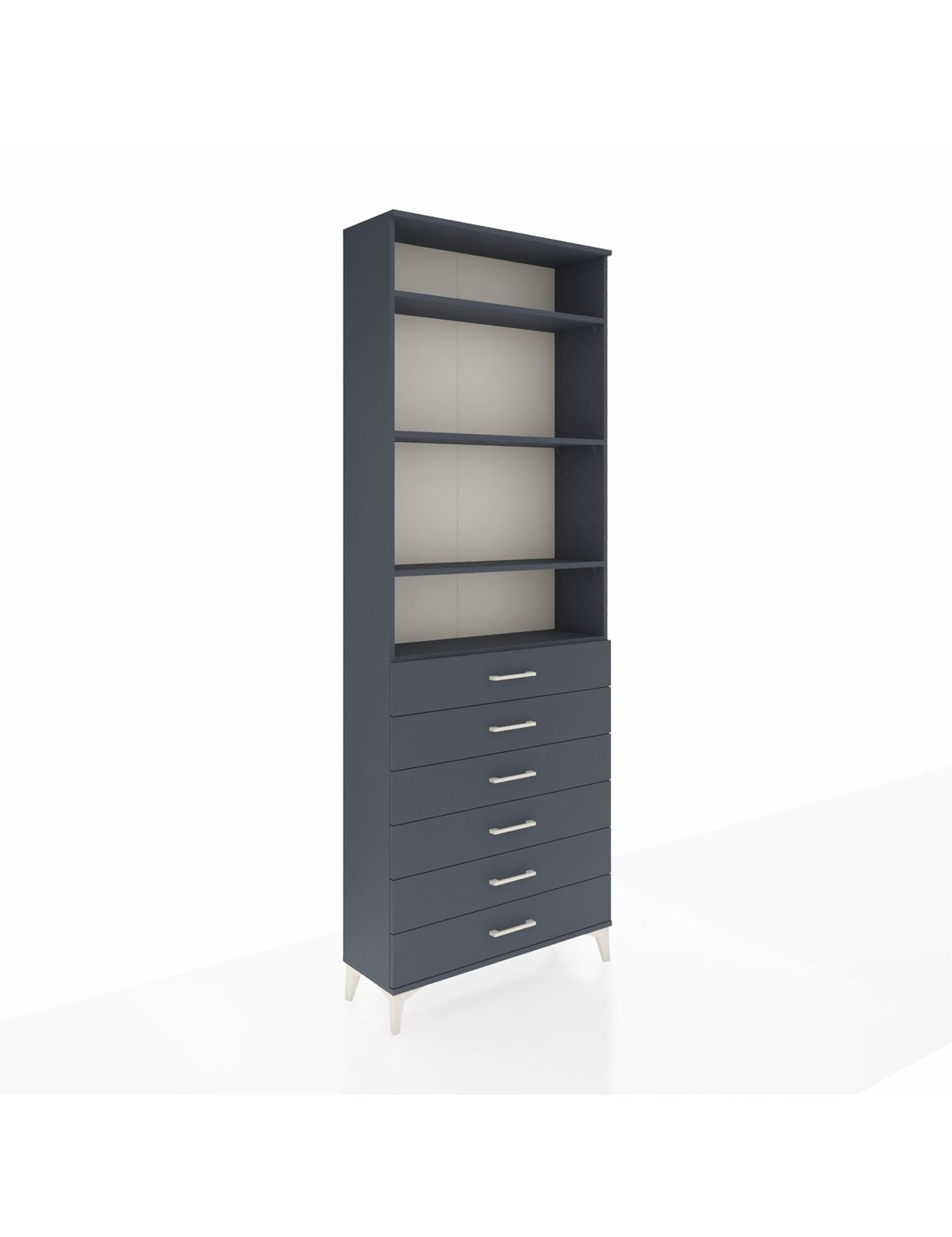 Arges Dolap 4 Raflı 6 Çekmeceli 88x30x243 Antrasit-Antrasit