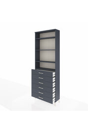 Arges Dolap 4 Raflı 6 Çekmeceli 88x30x243 Antrasit-Antrasit