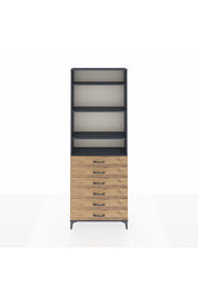 Arges Dolap 4 Raflı 6 Çekmeceli 88x30x243 Antrasit-Çam