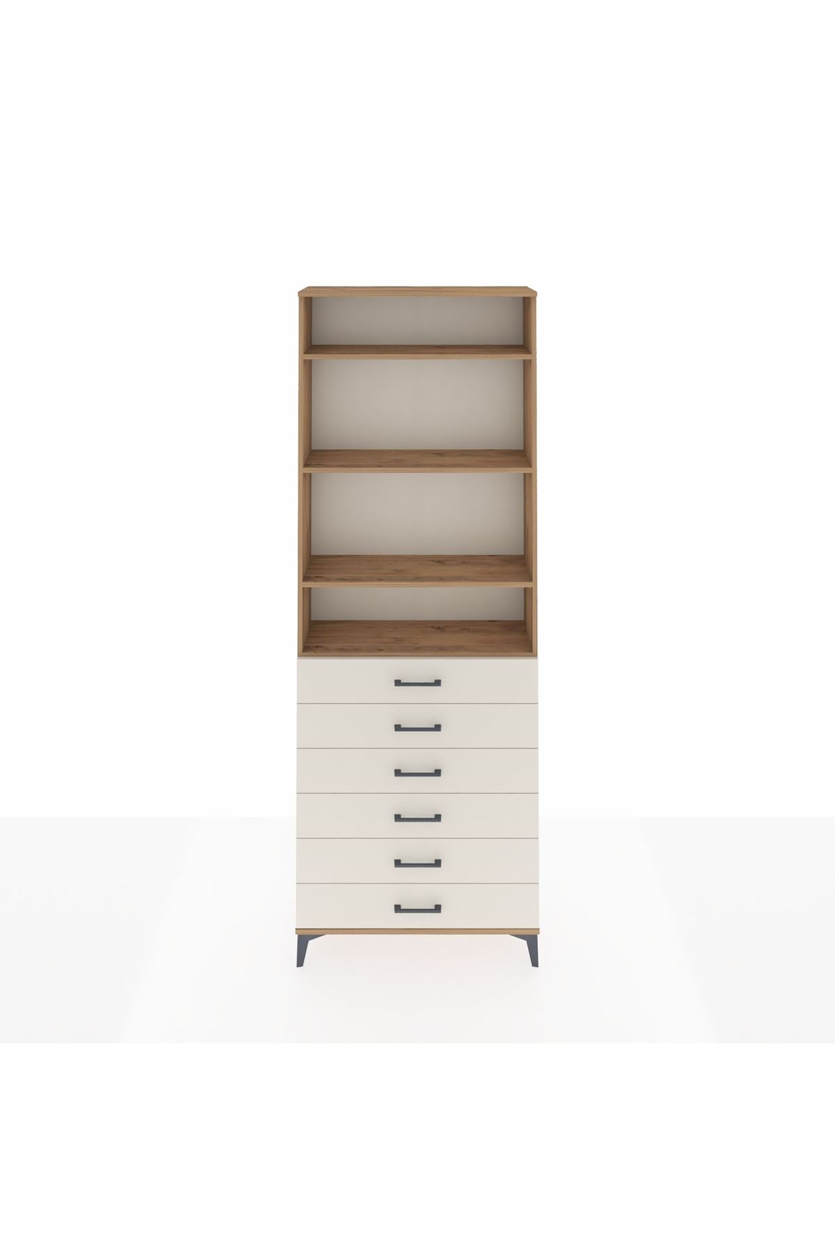 Arges Dolap 4 Raflı 6 Çekmeceli 88x30x243 Çam-Aytaşı