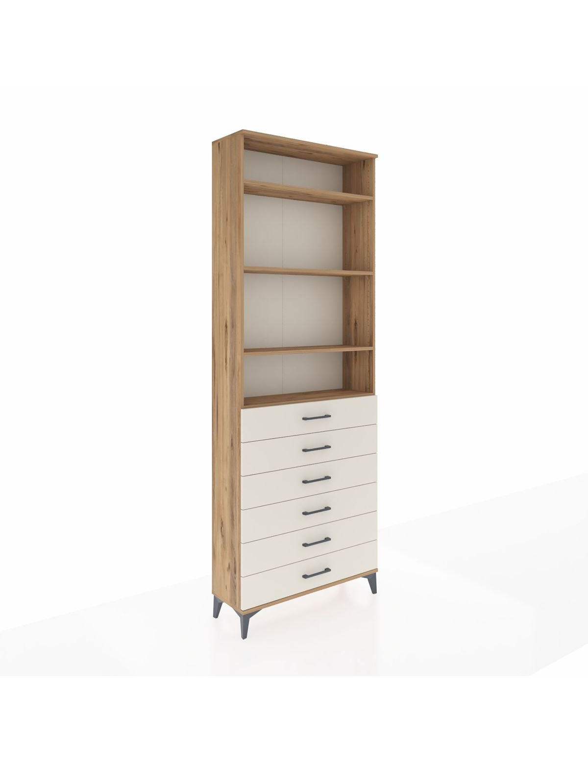 Arges Dolap 4 Raflı 6 Çekmeceli 88x30x243 Çam-Aytaşı