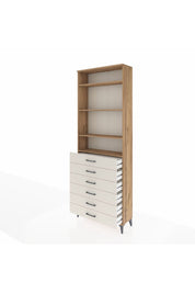 Arges Dolap 4 Raflı 6 Çekmeceli 88x30x243 Çam-Aytaşı
