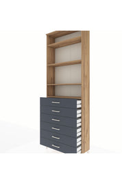 Arges Dolap 4 Raflı 6 Çekmeceli 88x30x243 Çam-Antrasit