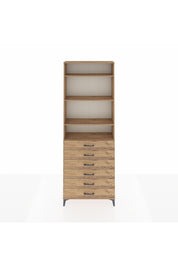 Arges Dolap 4 Raflı 6 Çekmeceli 88x30x243 Çam-Çam