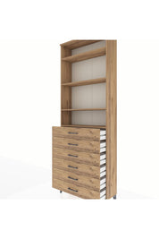 Arges Dolap 4 Raflı 6 Çekmeceli 88x30x243 Çam-Çam