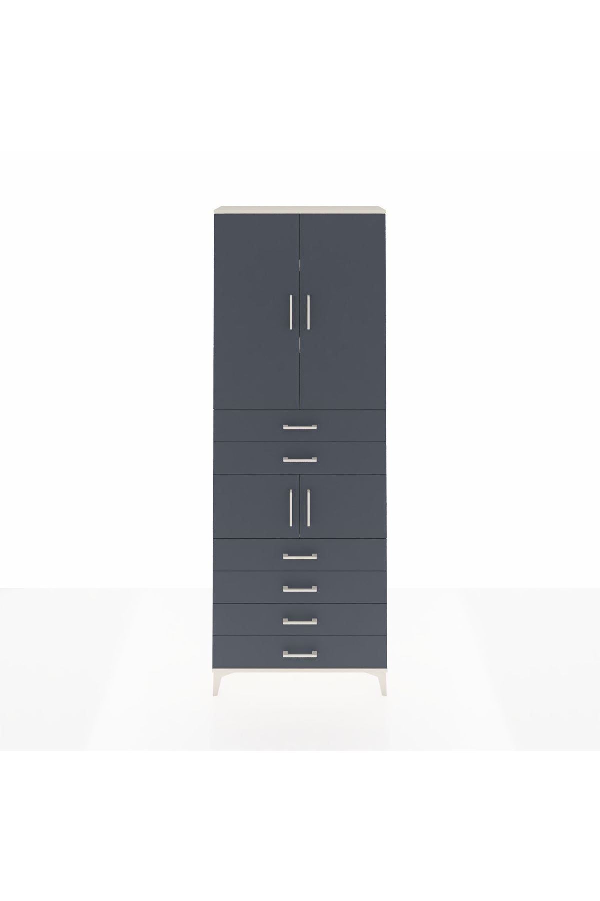 Arges Dolap 4 Raflı 6 Çekmeceli 4 Kapaklı 88x30x243 Aytaşı-Antrasit