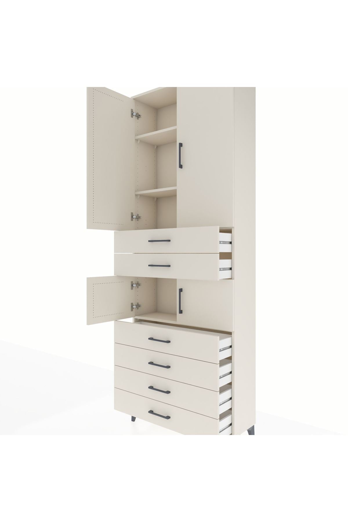 Arges Dolap 4 Raflı 6 Çekmeceli 4 Kapaklı 88x30x243 Aytaşı-Aytaşı