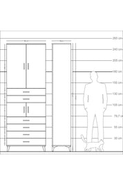 Arges Dolap 4 Raflı 6 Çekmeceli 4 Kapaklı 88x30x243 Aytaşı-Antrasit