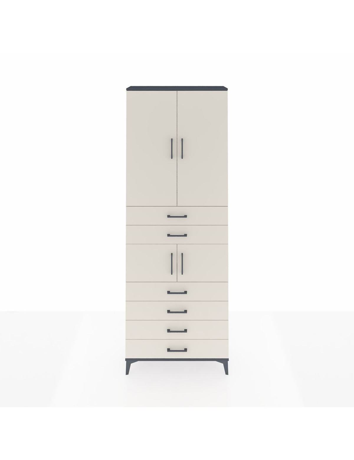 Arges Dolap 4 Raflı 6 Çekmeceli 4 Kapaklı 88x30x243 Antrasit-Aytaşı