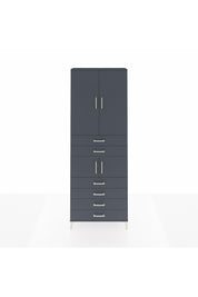 Arges Dolap 4 Raflı 6 Çekmeceli 4 Kapaklı 88x30x243 Antrasit-Antrasit