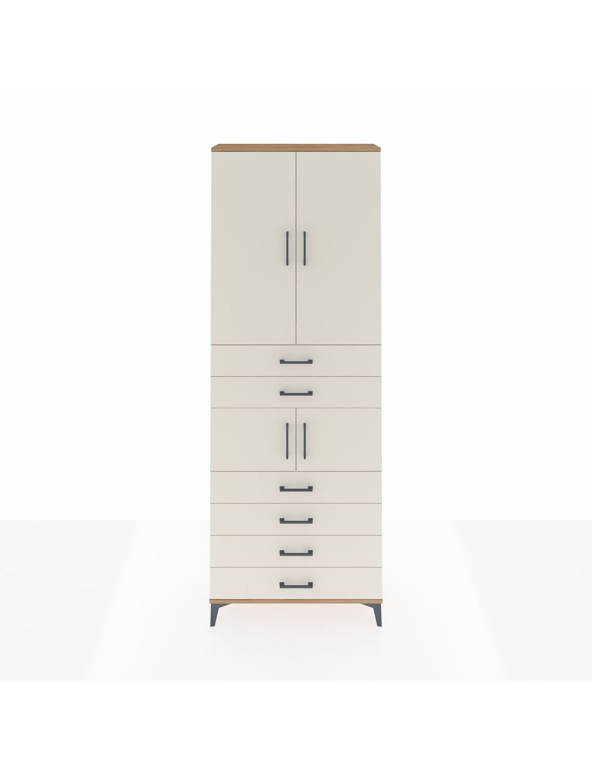 Arges Dolap 4 Raflı 6 Çekmeceli 4 Kapaklı 88x30x243 Çam-Aytaşı