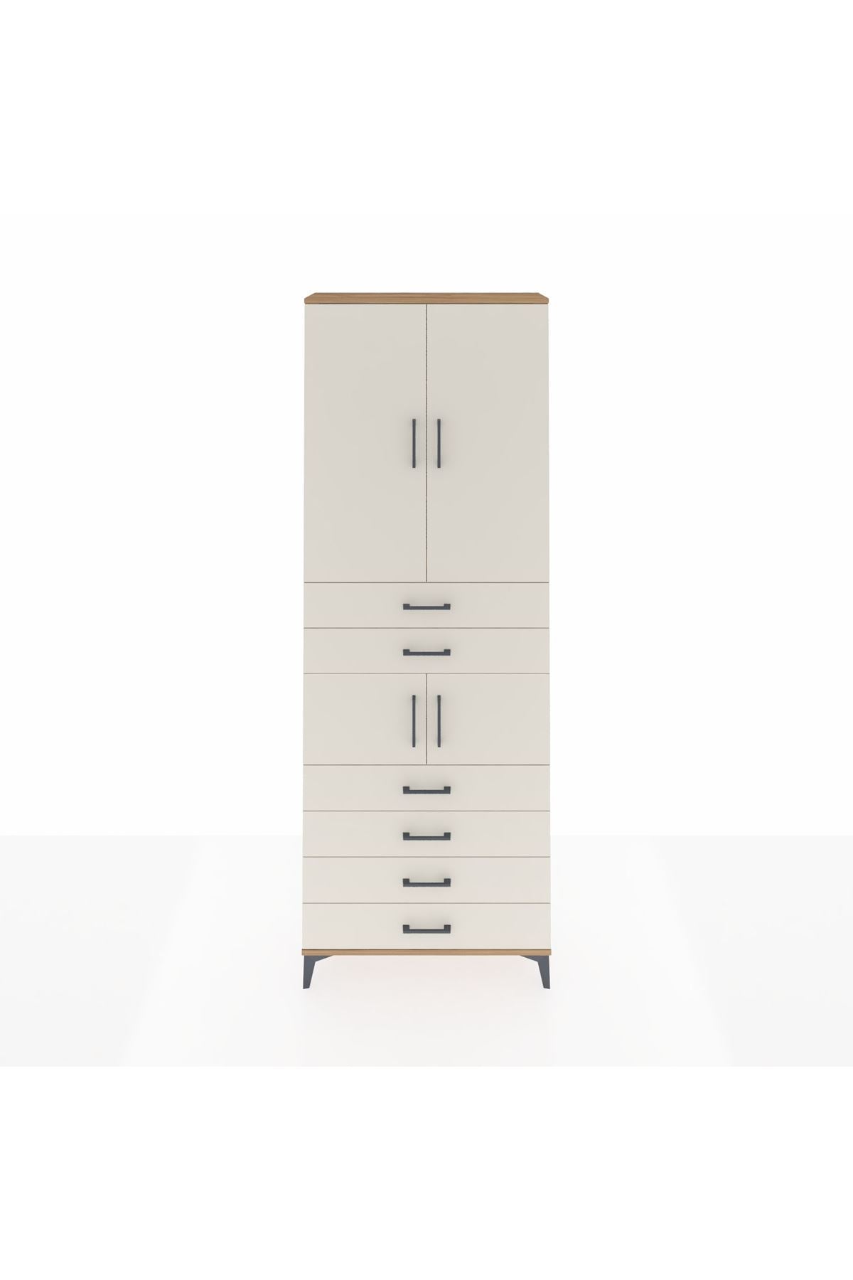 Arges Dolap 4 Raflı 6 Çekmeceli 4 Kapaklı 88x30x243 Çam-Aytaşı