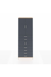 Arges Dolap 4 Raflı 6 Çekmeceli 4 Kapaklı 88x30x243 Çam-Antrasit