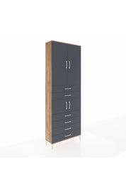 Arges Dolap 4 Raflı 6 Çekmeceli 4 Kapaklı 88x30x243 Çam-Antrasit