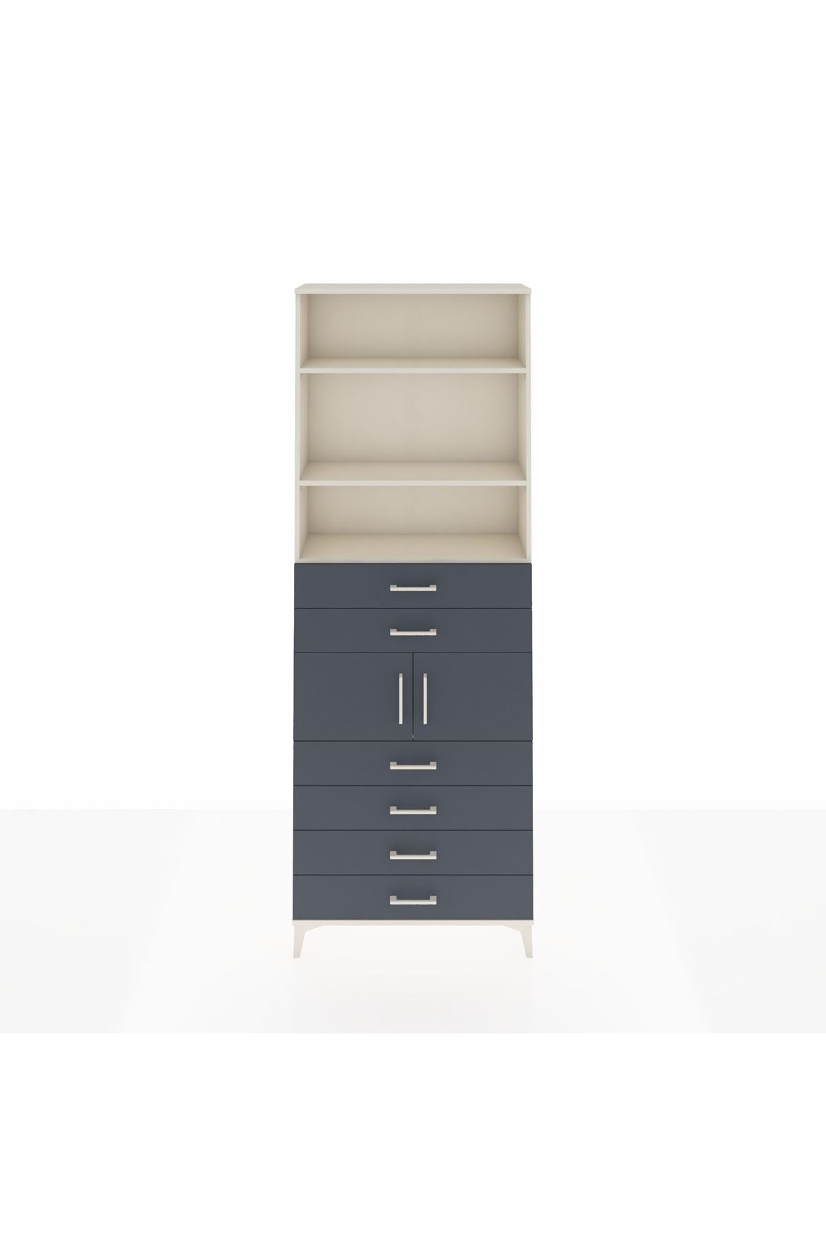 Arges Dolap 4 Raflı 6 Çekmeceli 2 Kapaklı 88x30x243 Aytaşı-Antrasit