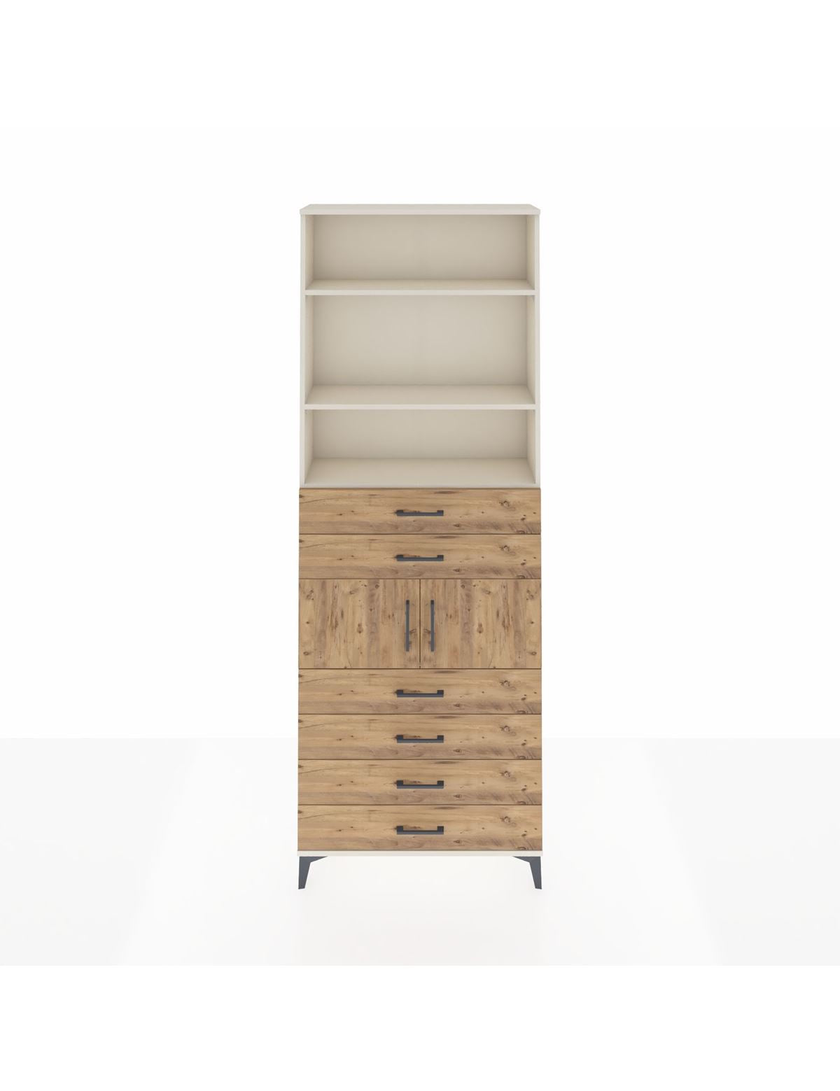 Arges Dolap 4 Raflı 6 Çekmeceli 2 Kapaklı 88x30x243 Aytaşı-Çam