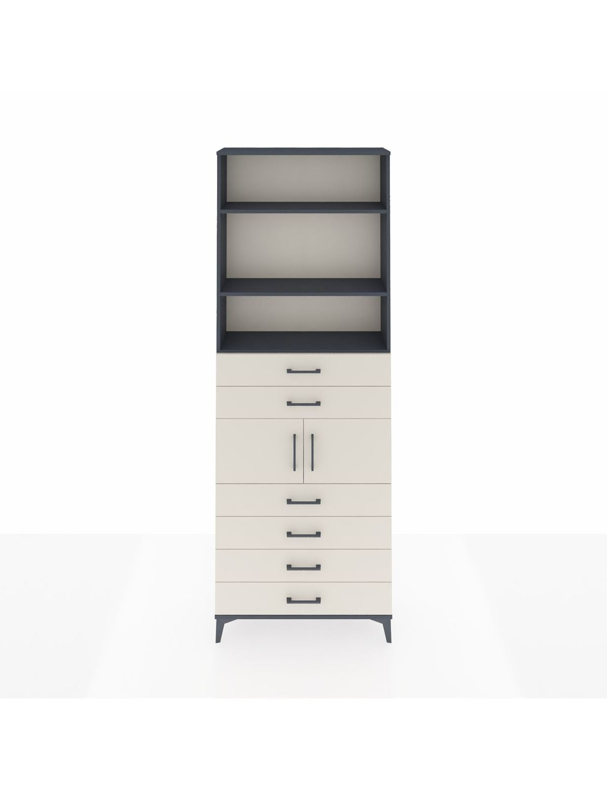 Arges Dolap 4 Raflı 6 Çekmeceli 2 Kapaklı 88x30x243 Antrasit-Aytaşı