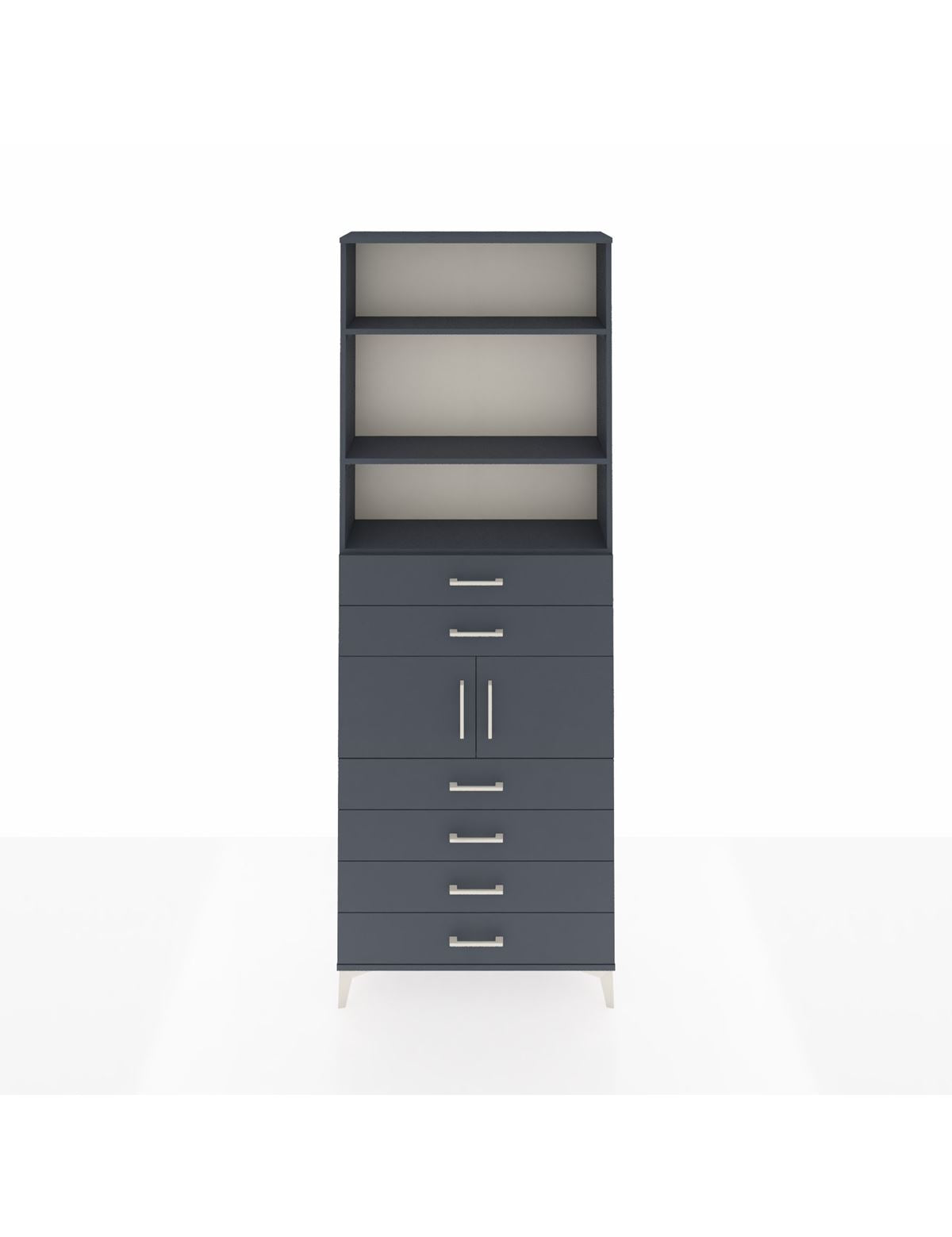 Arges Dolap 4 Raflı 6 Çekmeceli 2 Kapaklı 88x30x243 Antrasit-Antrasit