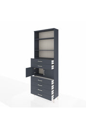 Arges Dolap 4 Raflı 6 Çekmeceli 2 Kapaklı 88x30x243 Antrasit-Antrasit