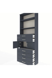 Arges Dolap 4 Raflı 6 Çekmeceli 2 Kapaklı 88x30x243 Antrasit-Antrasit