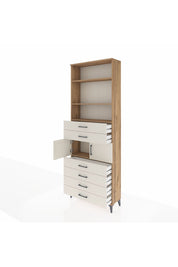 Arges Dolap 4 Raflı 6 Çekmeceli 2 Kapaklı 88x30x243 Çam-Aytaşı
