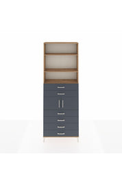 Arges Dolap 4 Raflı 6 Çekmeceli 2 Kapaklı 88x30x243 Çam-Antrasit