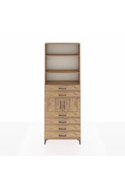 Arges Dolap 4 Raflı 6 Çekmeceli 2 Kapaklı 88x30x243 Çam-Çam