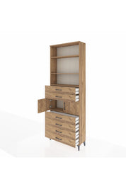 Arges Dolap 4 Raflı 6 Çekmeceli 2 Kapaklı 88x30x243 Çam-Çam