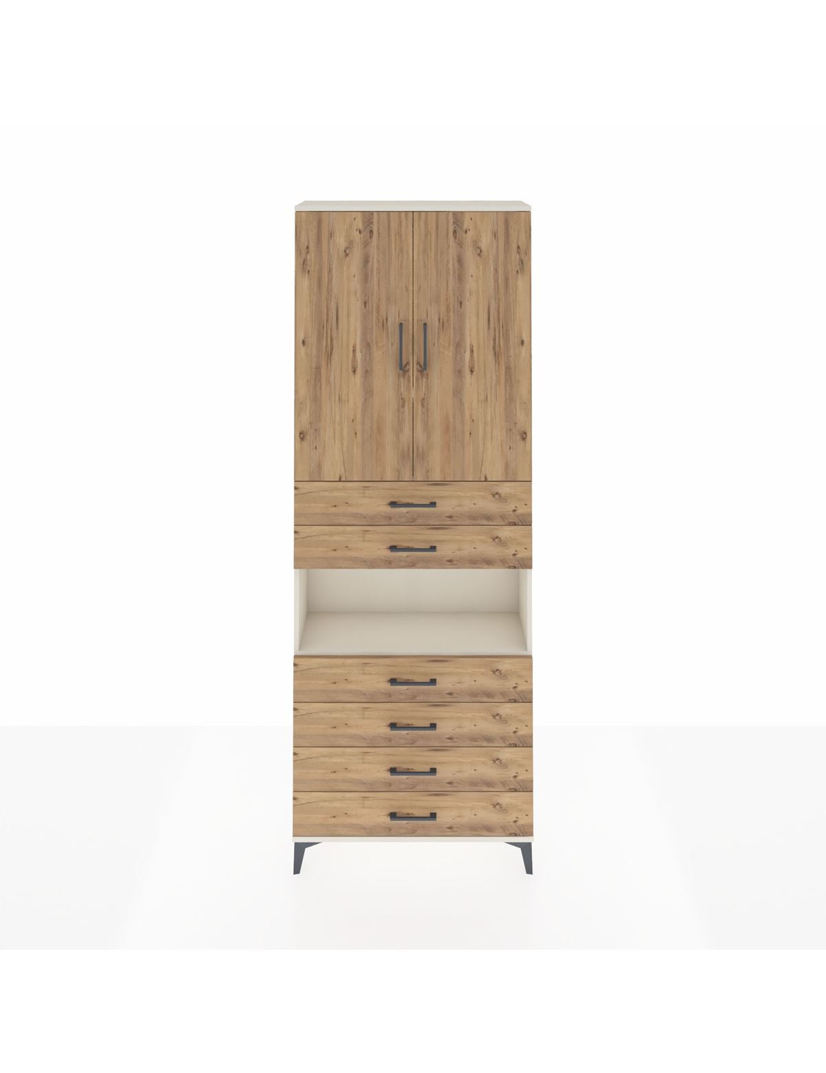 Arges Dolap 4 Raflı 6 Çekmeceli 2 Kapaklı 88x30x243 Aytaşı-Çam