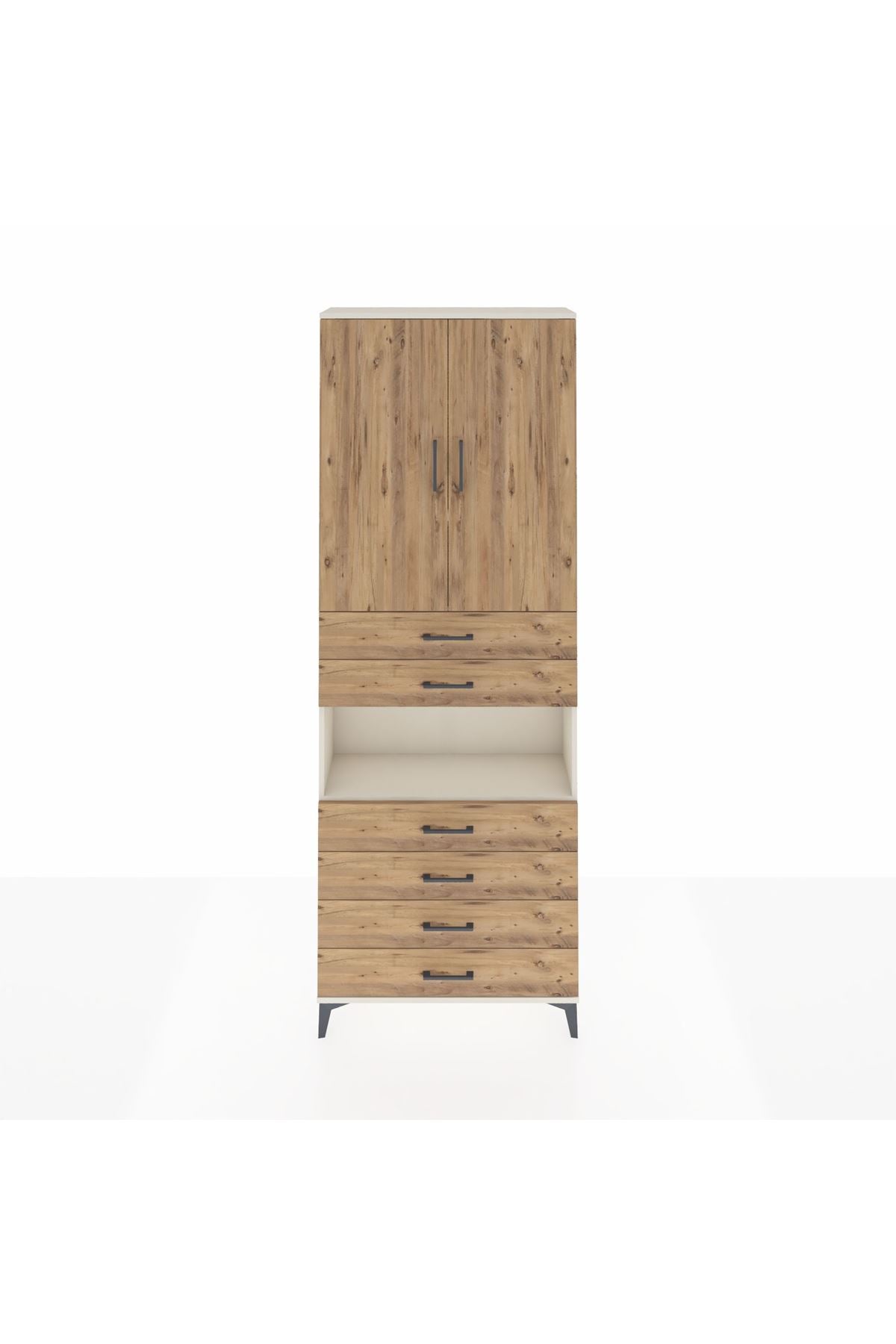 Arges Dolap 4 Raflı 6 Çekmeceli 2 Kapaklı 88x30x243 Aytaşı-Çam