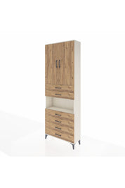 Arges Dolap 4 Raflı 6 Çekmeceli 2 Kapaklı 88x30x243 Aytaşı-Çam
