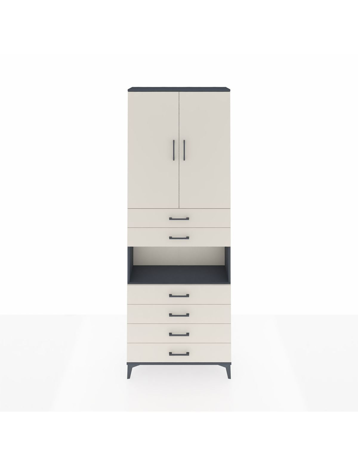 Arges Dolap 4 Raflı 6 Çekmeceli 2 Kapaklı 88x30x243 Antrasit-Aytaşı