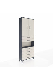 Arges Dolap 4 Raflı 6 Çekmeceli 2 Kapaklı 88x30x243 Antrasit-Aytaşı