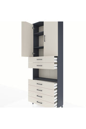 Arges Dolap 4 Raflı 6 Çekmeceli 2 Kapaklı 88x30x243 Antrasit-Aytaşı