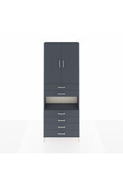 Arges Dolap 4 Raflı 6 Çekmeceli 2 Kapaklı 88x30x243 Antrasit-Antrasit