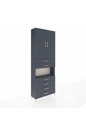 Arges Dolap 4 Raflı 6 Çekmeceli 2 Kapaklı 88x30x243 Antrasit-Antrasit