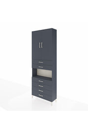 Arges Dolap 4 Raflı 6 Çekmeceli 2 Kapaklı 88x30x243 Antrasit-Antrasit